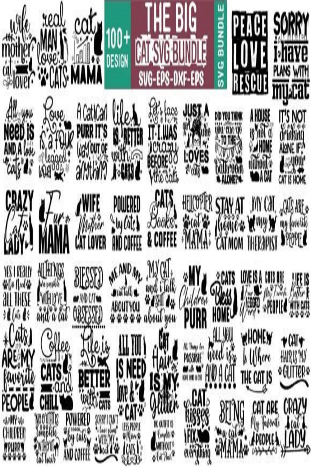 Mega Cat SVG Bundle pinterest preview image.