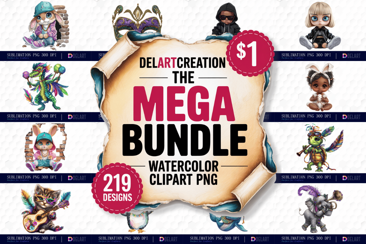 mega watercolor clipart designs bundle bundles 125728945 1 479