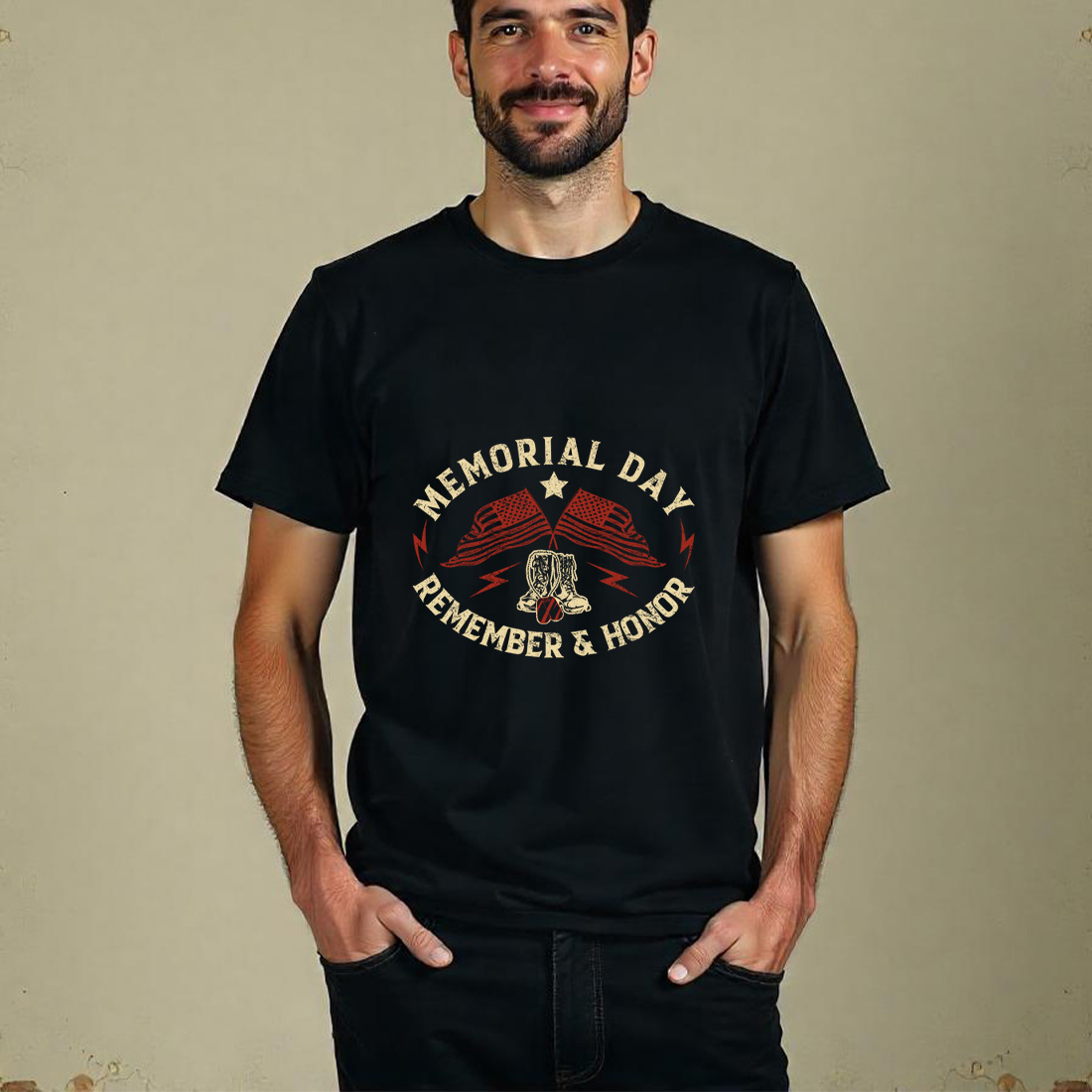 memorial day remember and honor vintage usa patriotic design for t shirt and apparel. graphic design. 6 black t shirt mock up 775