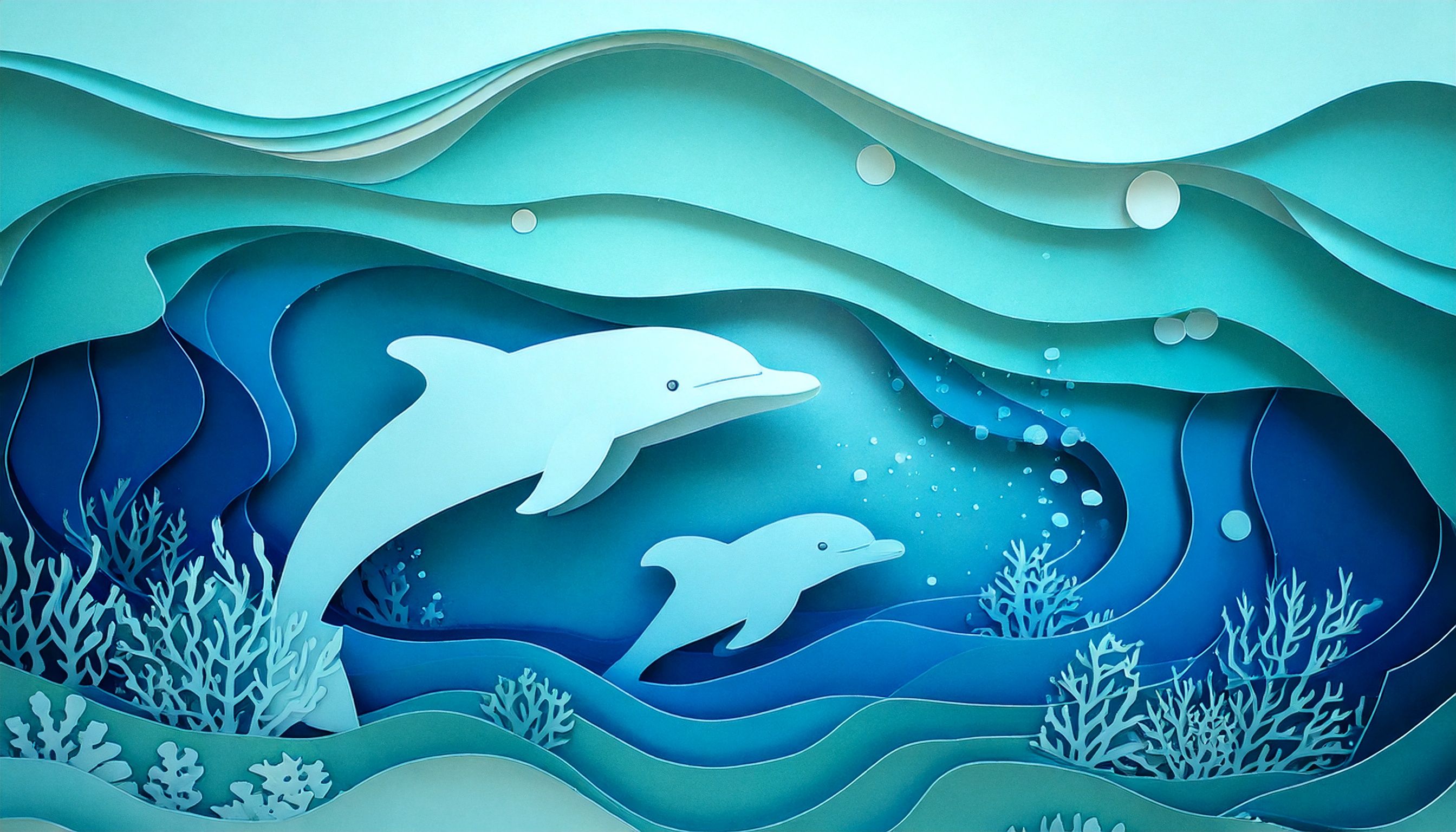 minimalist dolphin paper cutout design 12 503
