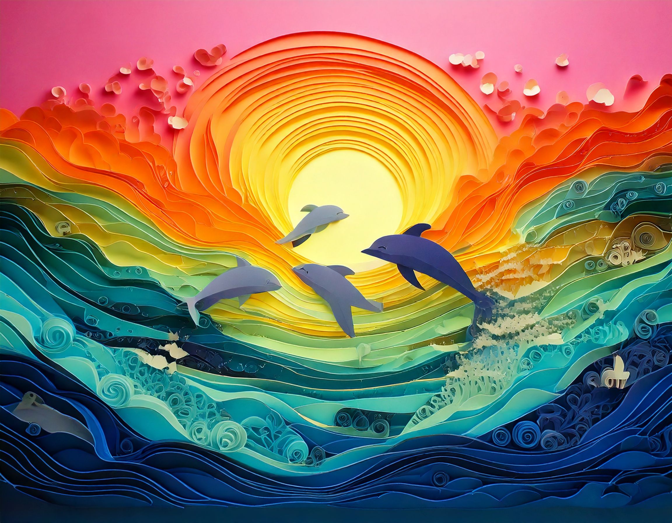 minimalist dolphin paper cutout design 13 576