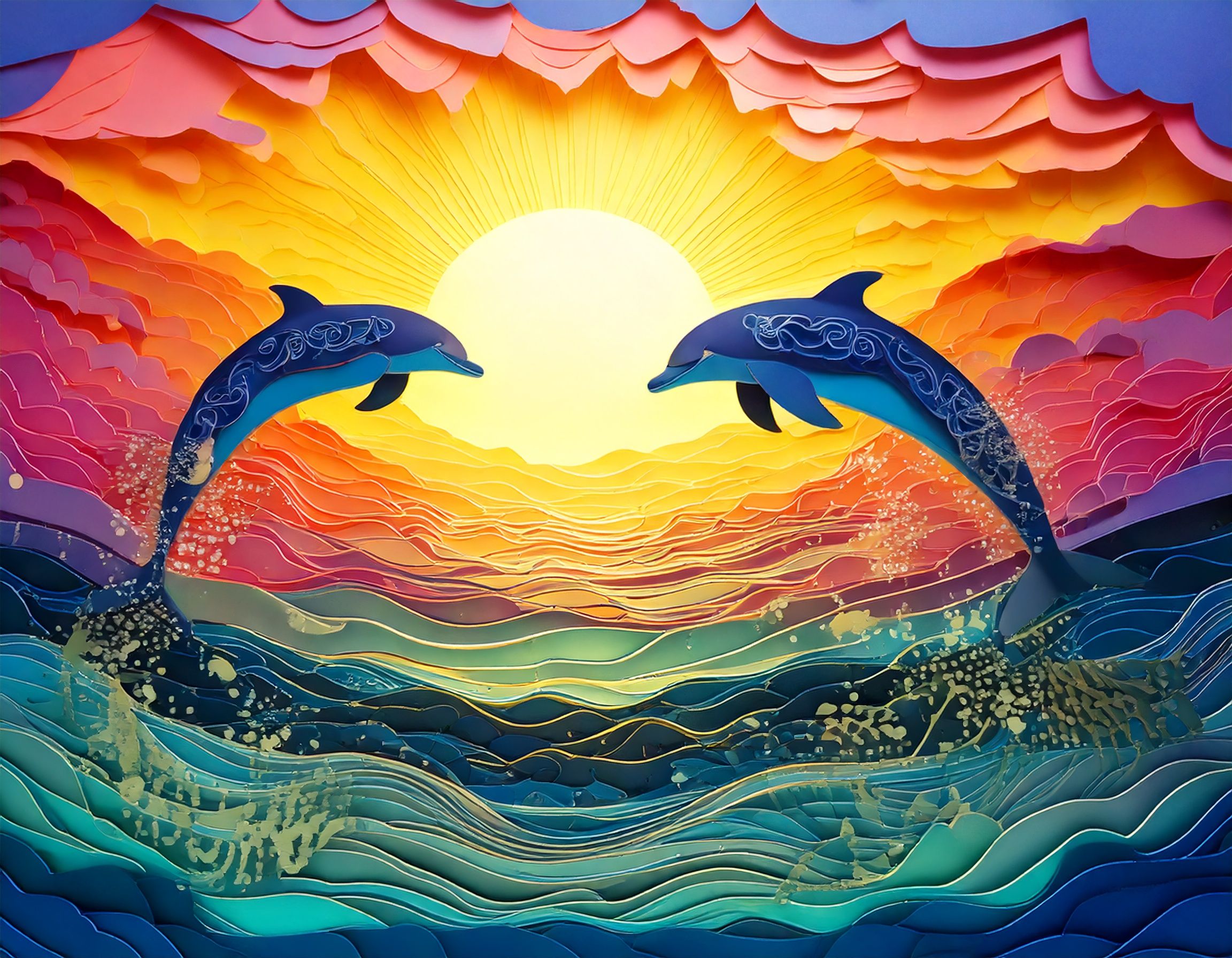 minimalist dolphin paper cutout design 15 443