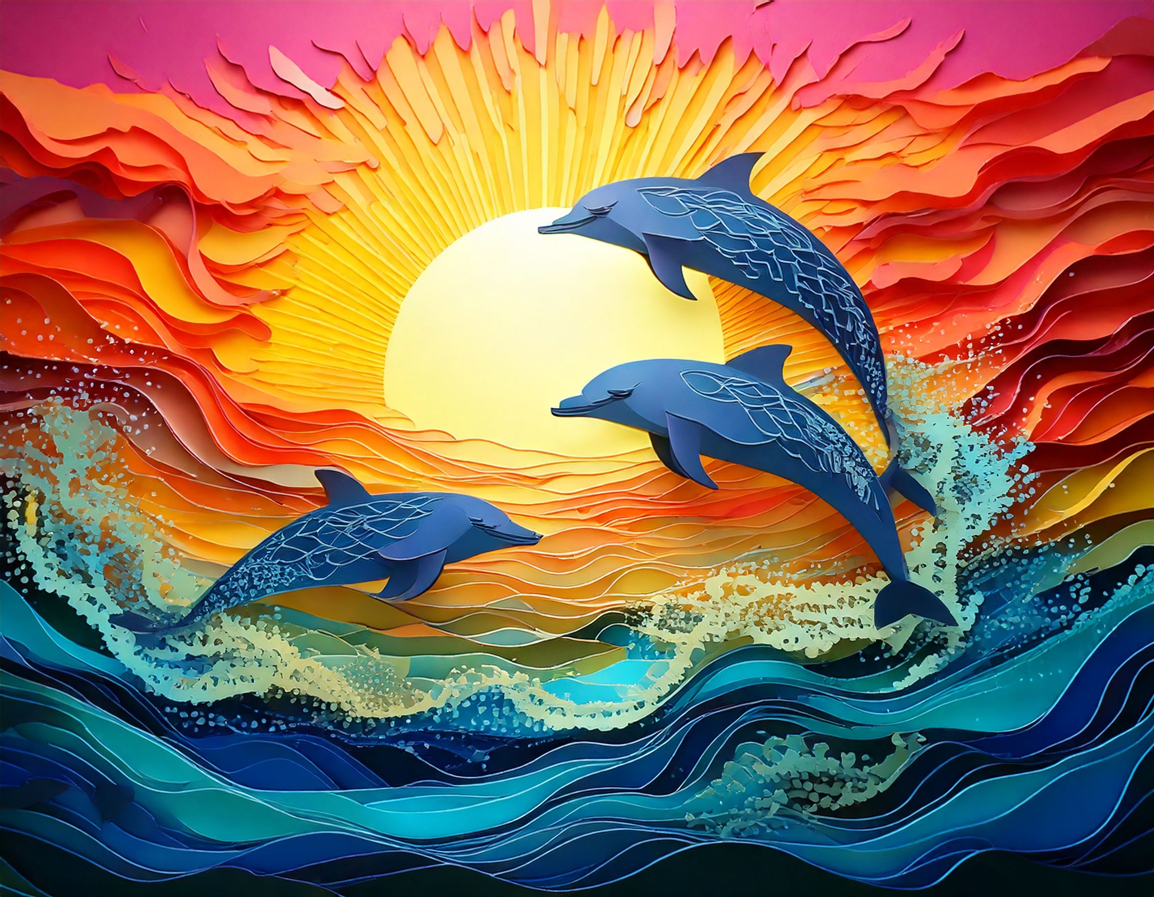 minimalist dolphin paper cutout design 16 178