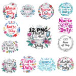 Watercolor Nurse off Duty Sublimation Clipart Bundle cover image.
