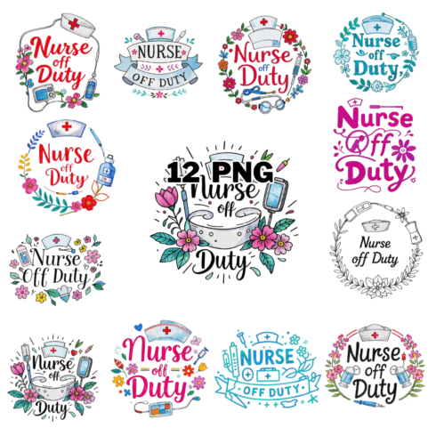Watercolor Nurse off Duty Sublimation Clipart Bundle cover image.
