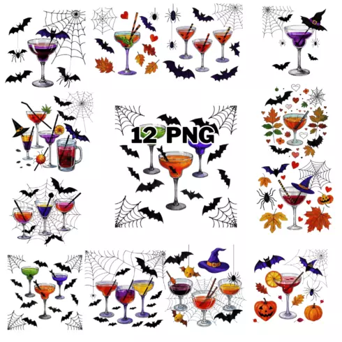 Watercolor Witch Cocktails Sublimation Clipart Bundle cover image.