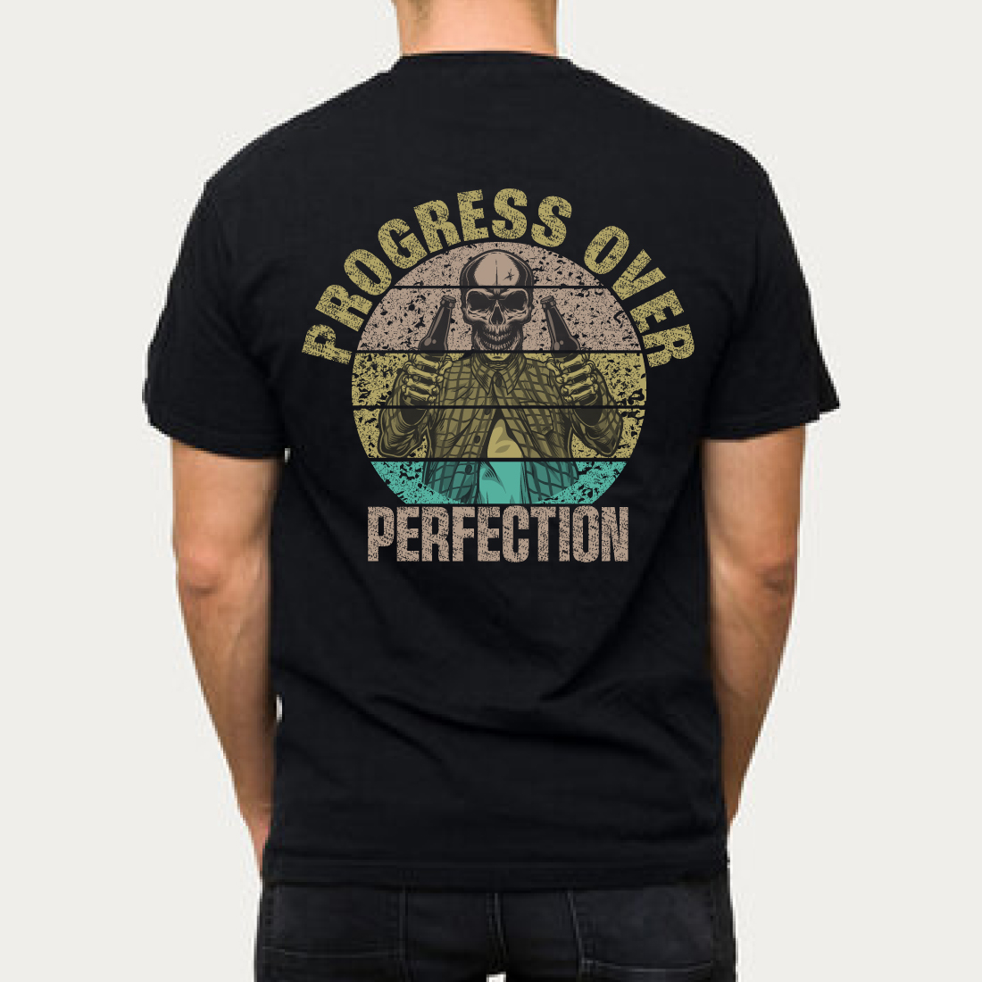 Progress Over Perfection Vintage Skull T-Shirt preview image.