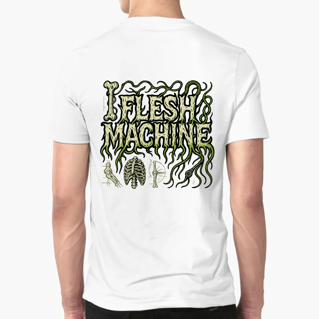 Flesh Machine Gothic Horror Skeleton Tentacle Tee preview image.