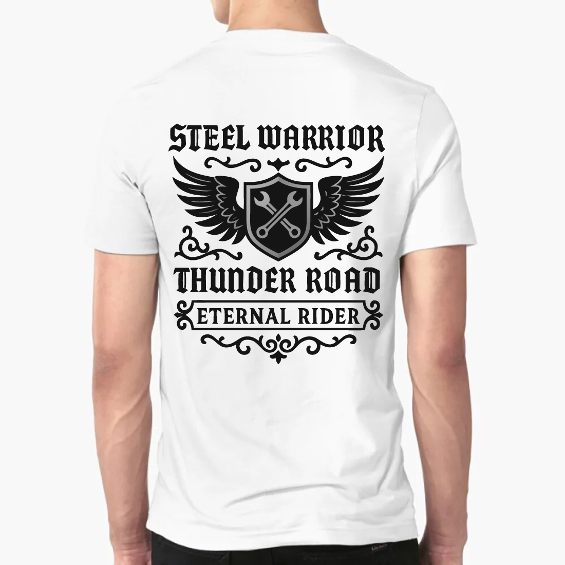 Steel Warrior Thunder Road Eternal Rider Biker Tee preview image.