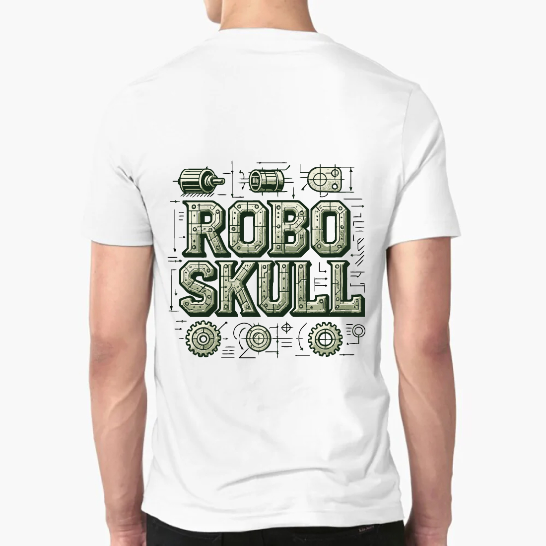 Robo Skull Tech Tee - Mechanical Steampunk Shir preview image.