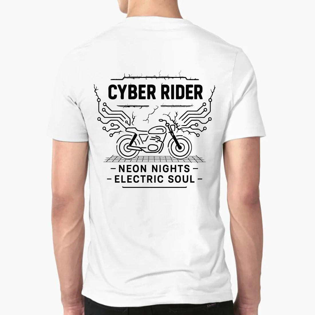 Cyber Rider Neon Nights Electric Soul Retro Tee preview image.