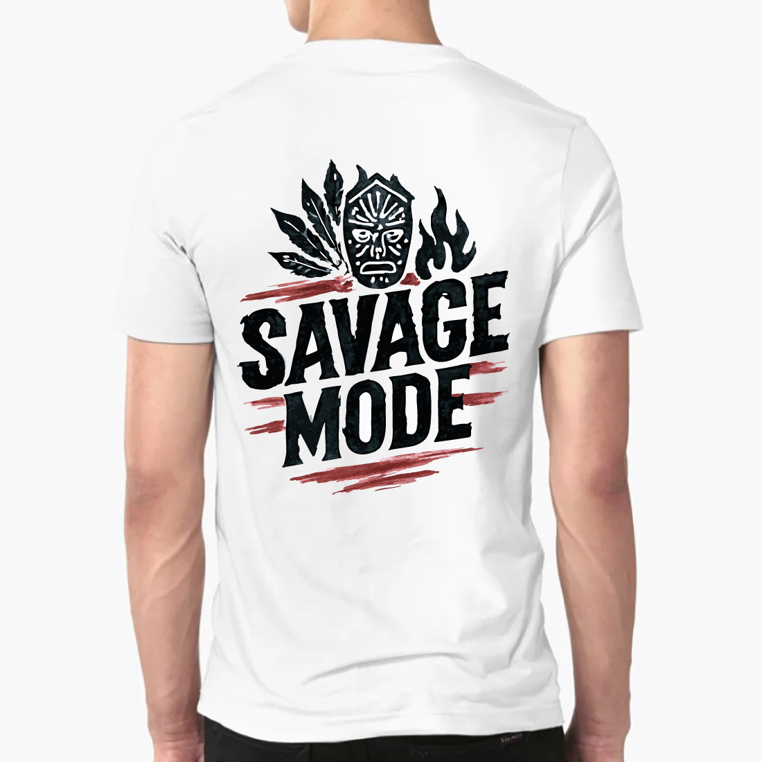 Savage Mode Tribal Warrior Bold Statement T-Shirt preview image.