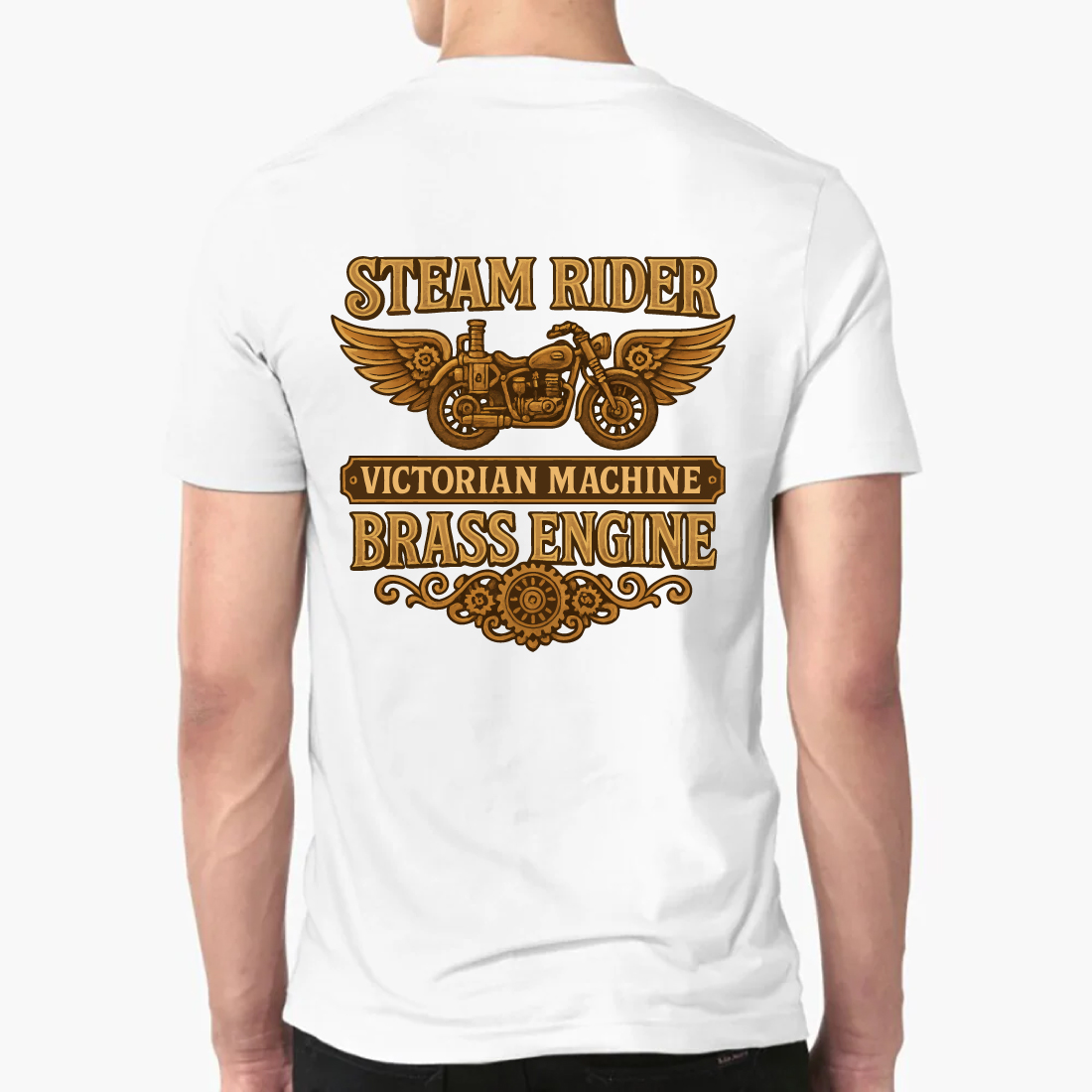 Steam Rider Victorian Machine Brass Engine Tee preview image.