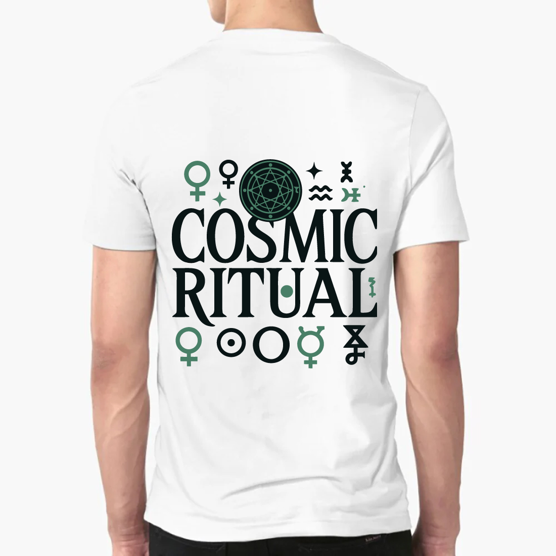 Cosmic Ritual Astrology T-Shirt Mystical Symbol Tee preview image.