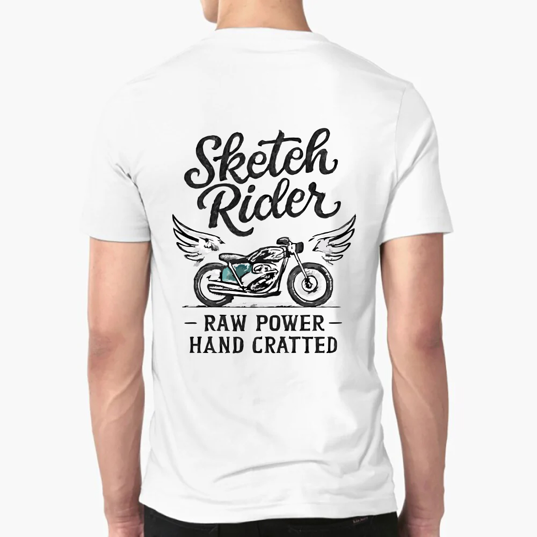 Sketch Rider Raw Power Hand Crafted Motorcycle Tee preview image.