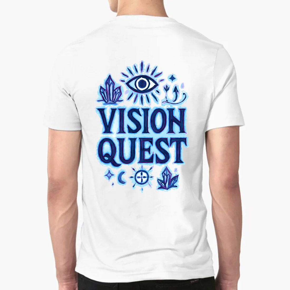 Vision Quest Mystical Eye Crystal Moon Tee Shirt preview image.