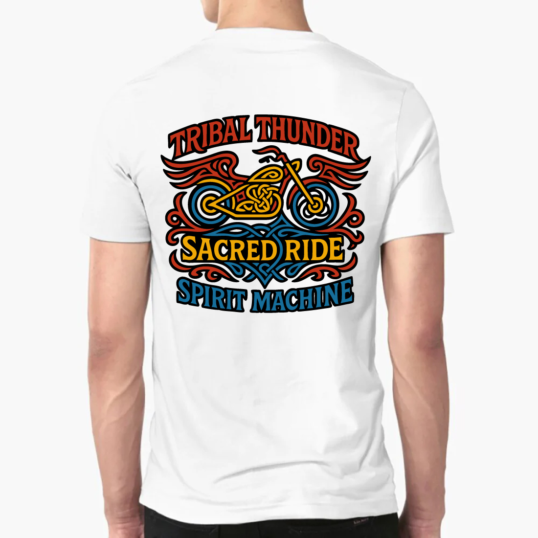 Tribal Thunder Sacred Ride Spirit Machine Biker Tee preview image.