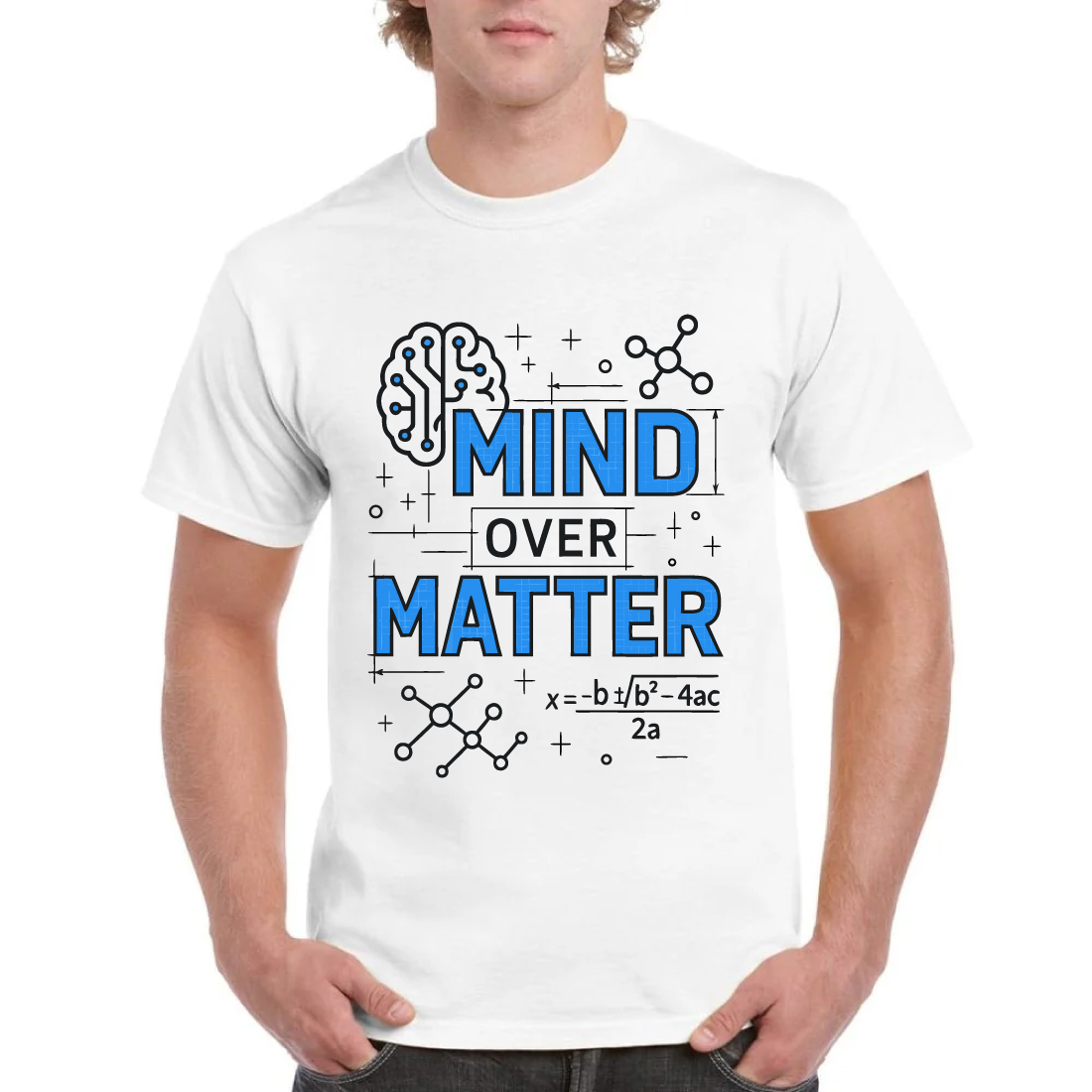 Mind Over Matter Science Math Brain T-Shirt cover image.