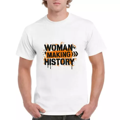 Woman Making History Grunge T-Shirt Orange Splat cover image.