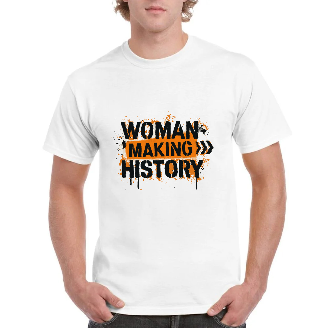 Woman Making History Grunge T-Shirt Orange Splat cover image.