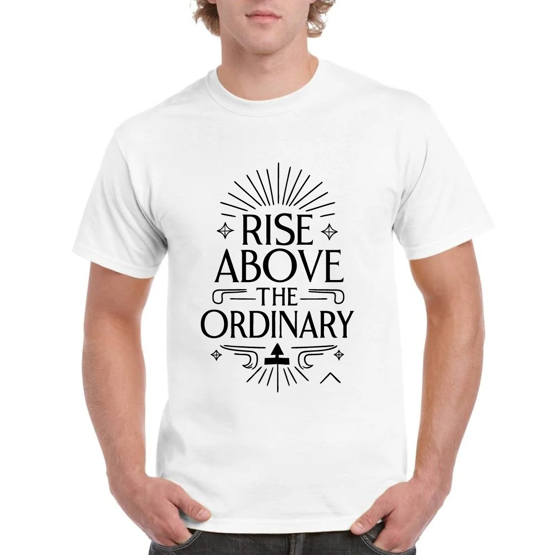 Rise Above Ordinary Motivational T-Shirt Design cover image.