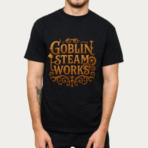 Goblin Steam Works Steampunk Victorian Gear T-Shirt cover image.