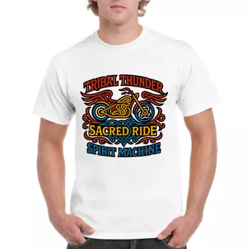 Tribal Thunder Sacred Ride Spirit Machine Biker Tee cover image.