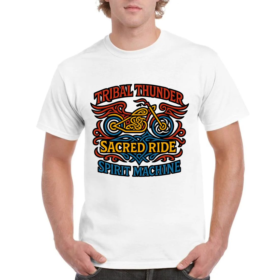 Tribal Thunder Sacred Ride Spirit Machine Biker Tee cover image.