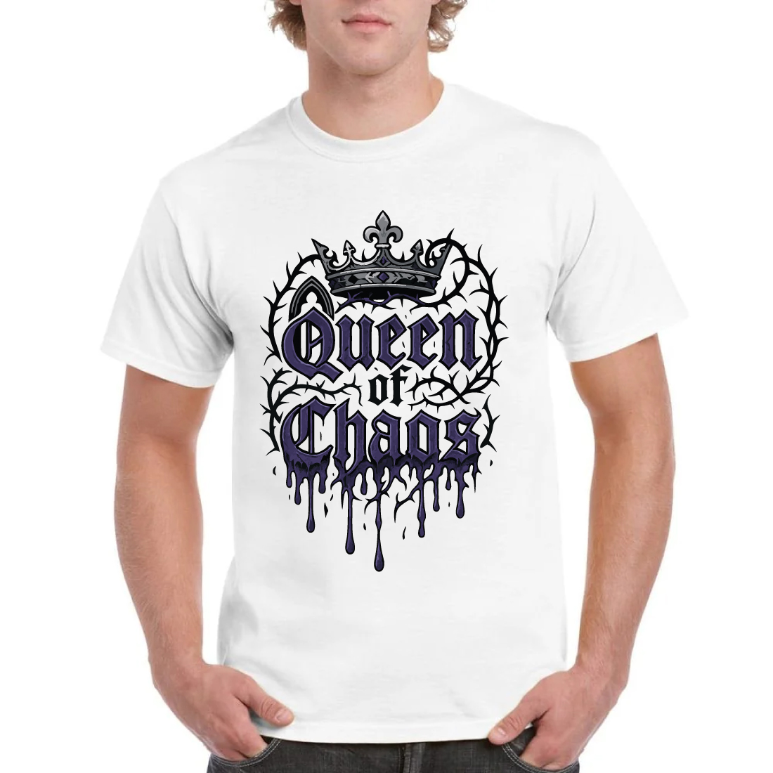 Queen of Chaos Gothic Crown Thorn Heart Tee Shirt cover image.
