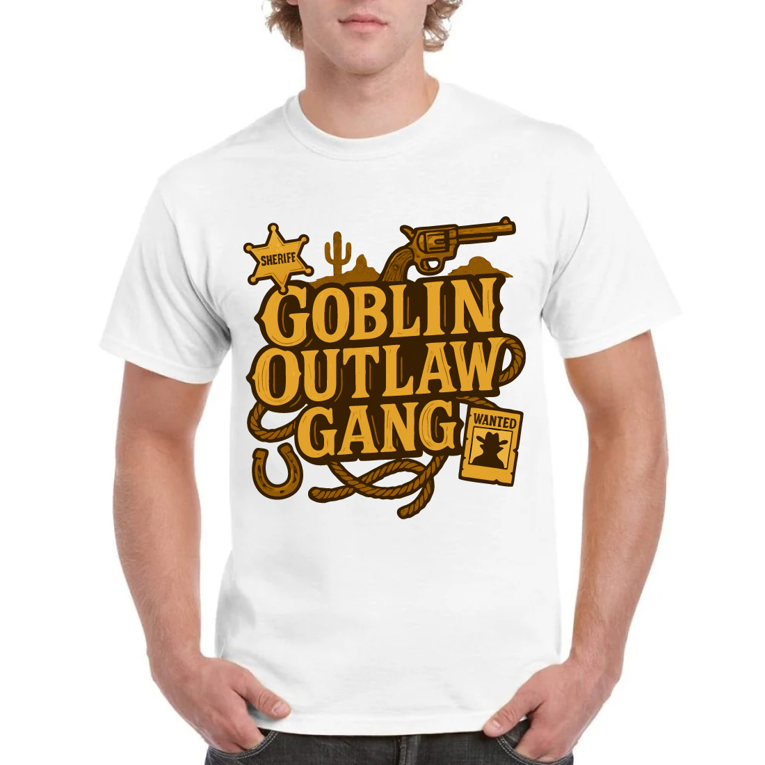 Goblin Outlaw Gang Western Cowboy Sheriff T-Shirt cover image.