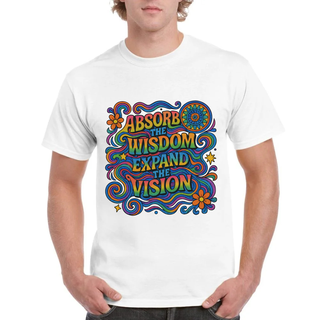 Absorb Wisdom Expand Vision Psychedelic Hippie Tee cover image.