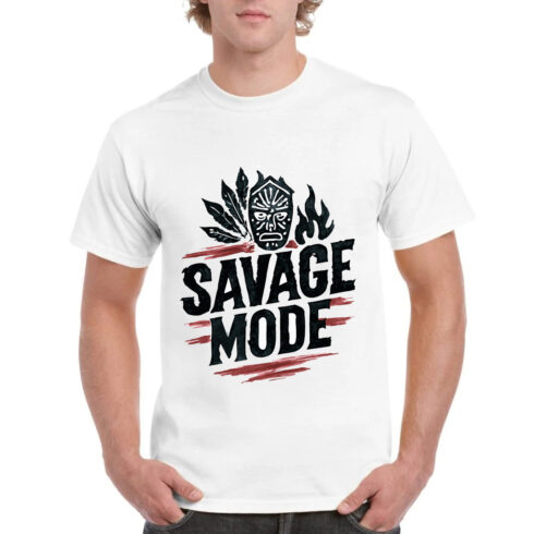 Savage Mode Tribal Warrior Bold Statement T-Shirt cover image.