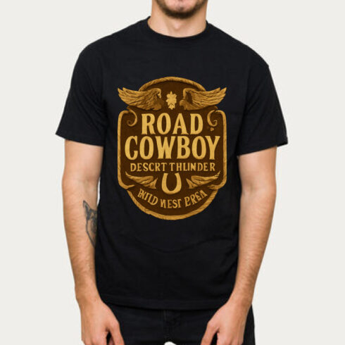 Road Cowboy Desert Thunder Wild West Tee cover image.