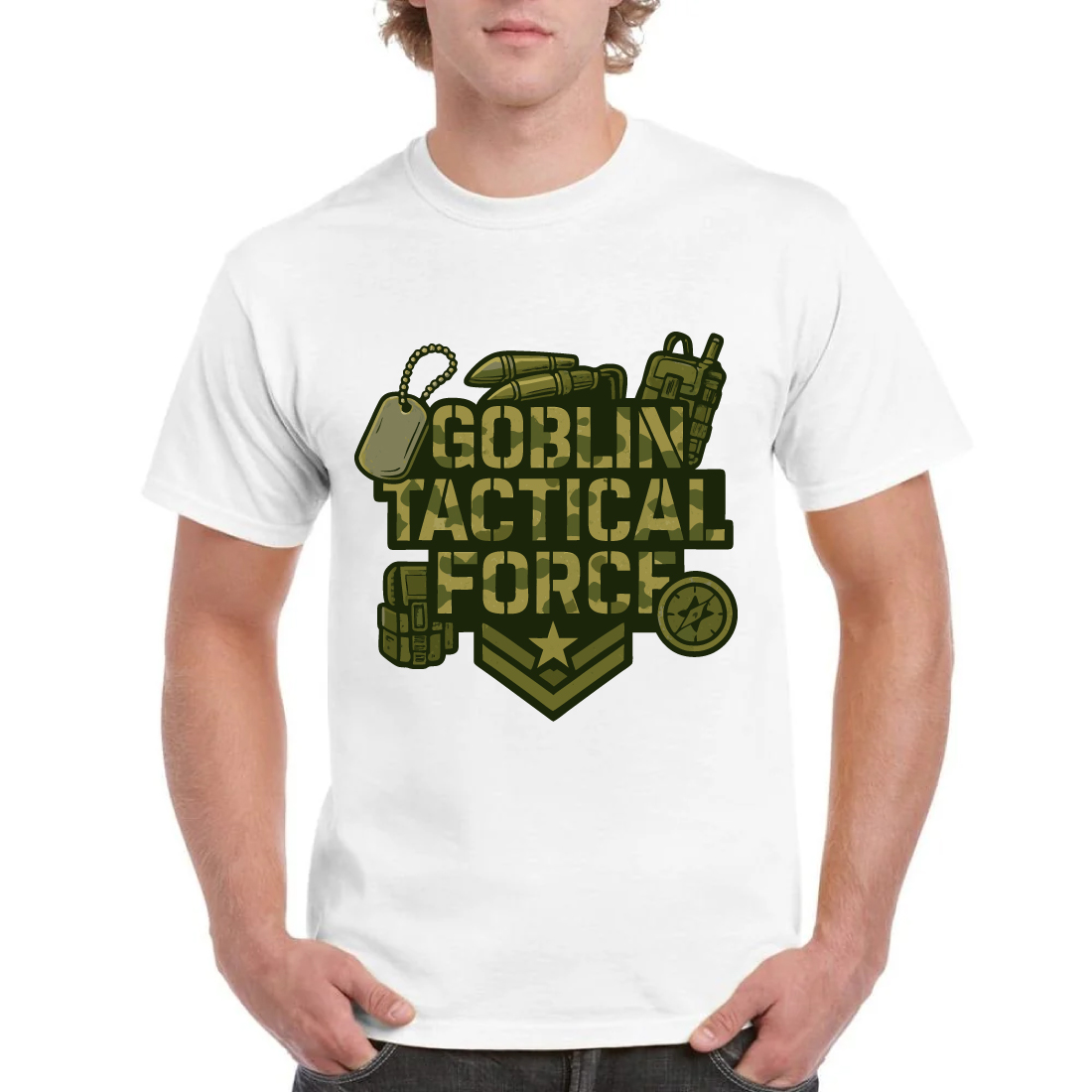 Goblin Tactical Force Military Combat Army T-Shirt cover image.