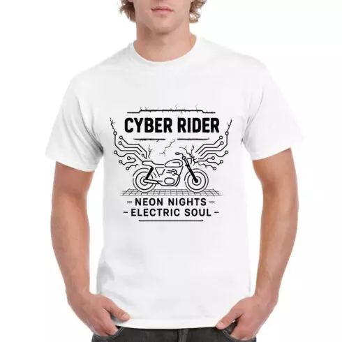 Cyber Rider Neon Nights Electric Soul Retro Tee cover image.