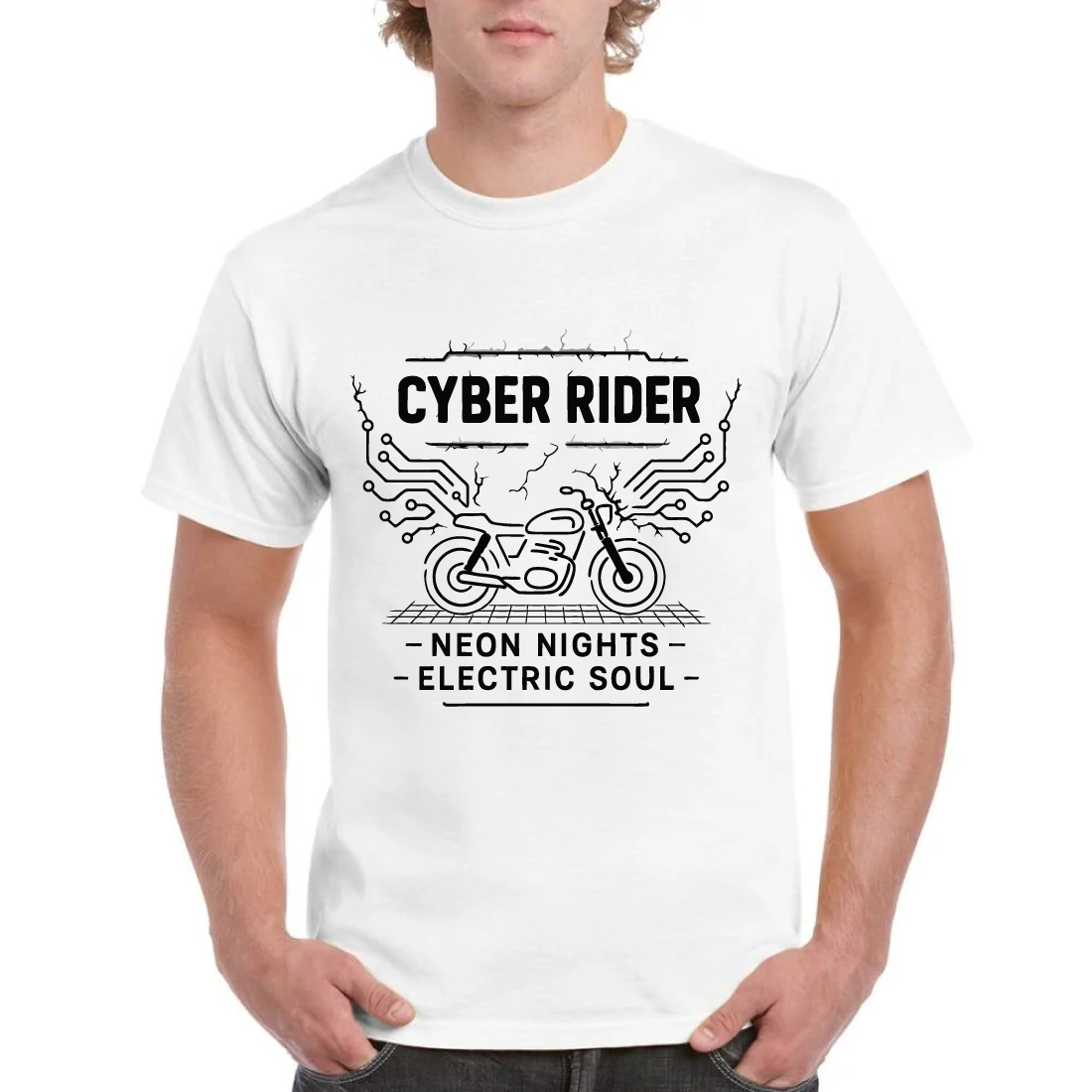 Cyber Rider Neon Nights Electric Soul Retro Tee cover image.