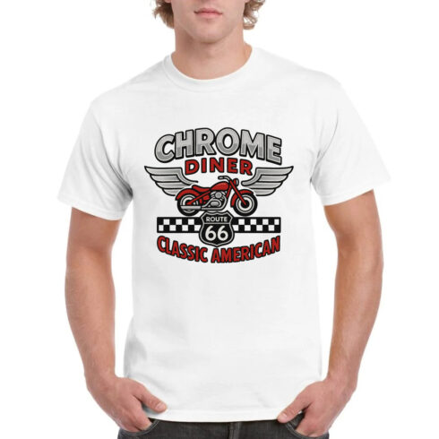 Chrome Diner Route 66 Classic American Vintage Tee cover image.