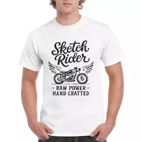 Sketch Rider Raw Power Hand Crafted Motorcycle Tee cover image.