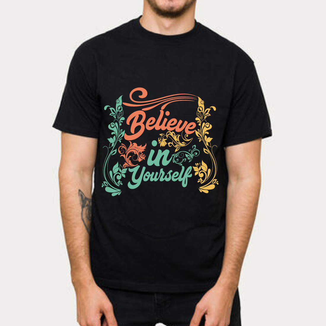 Believe in Yourself Floral Inspirational Tee cover image.