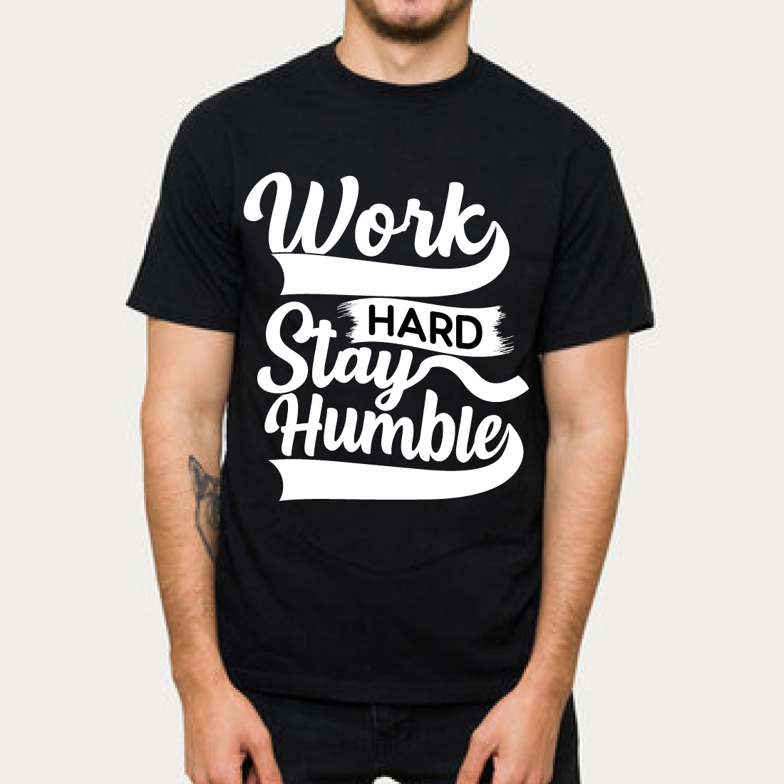 Work Hard Stay Humble Motivational T-Shirt Black cover image.