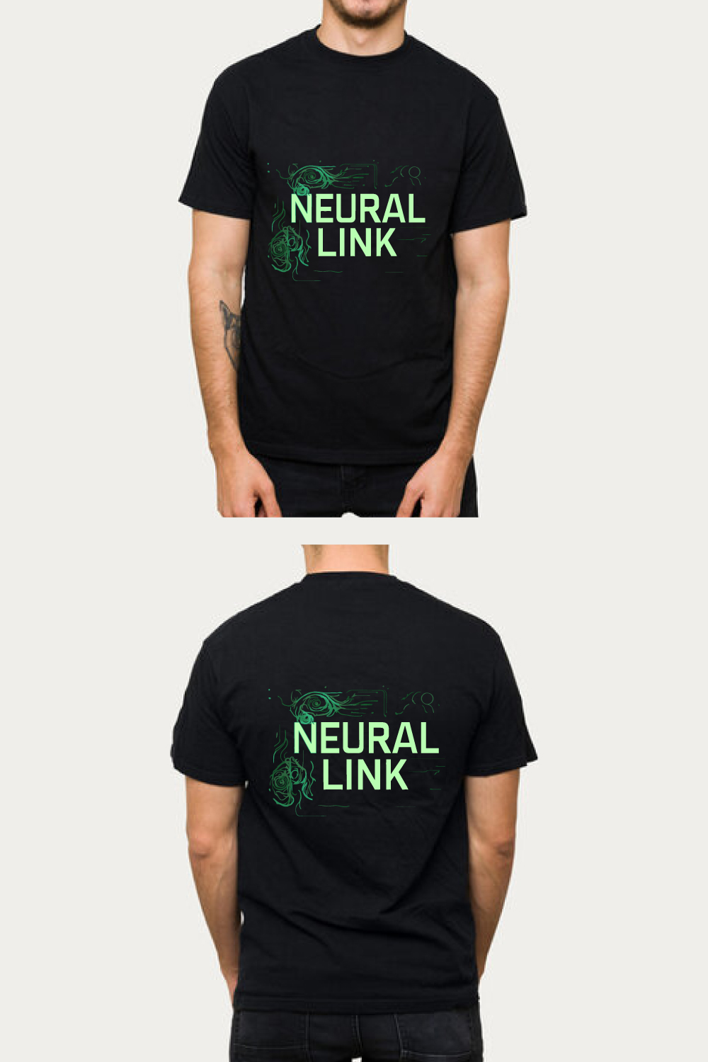 Neural Link Tech Tee - AI Cyberpunk Graphic Shirt pinterest preview image.
