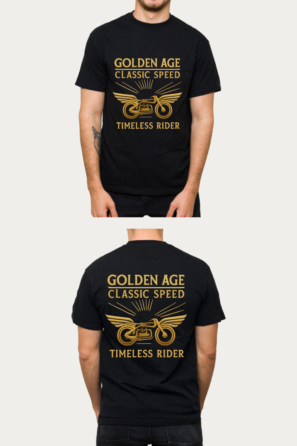 Golden Age Classic Speed Timeless Rider Biker Tee pinterest preview image.