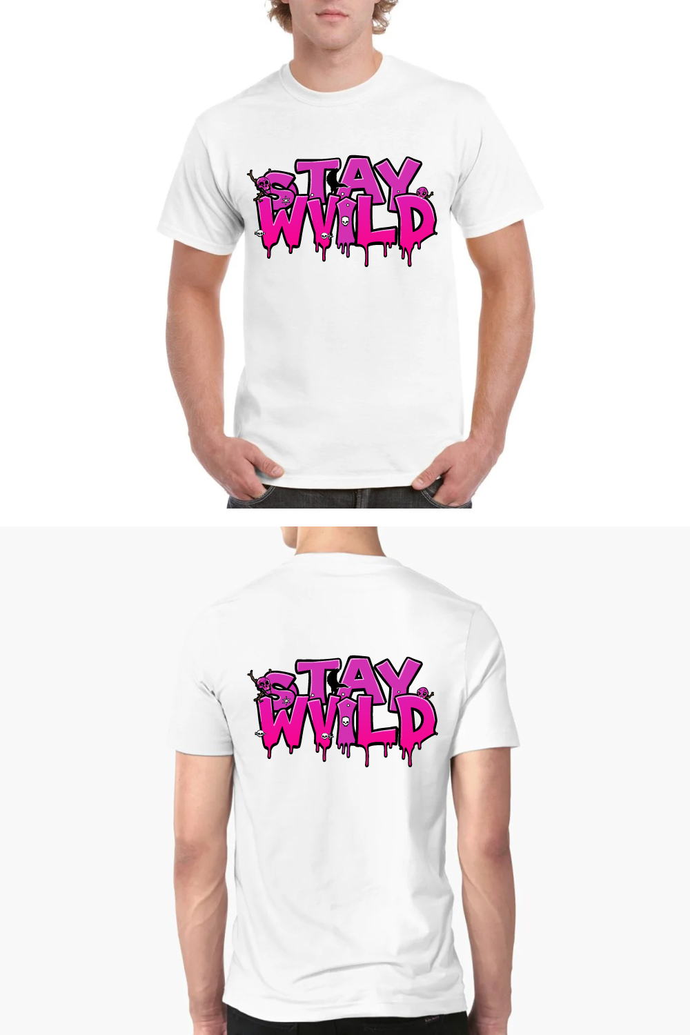 Stay Wild Pink Dripping Graffiti Street Art T-Shirt pinterest preview image.