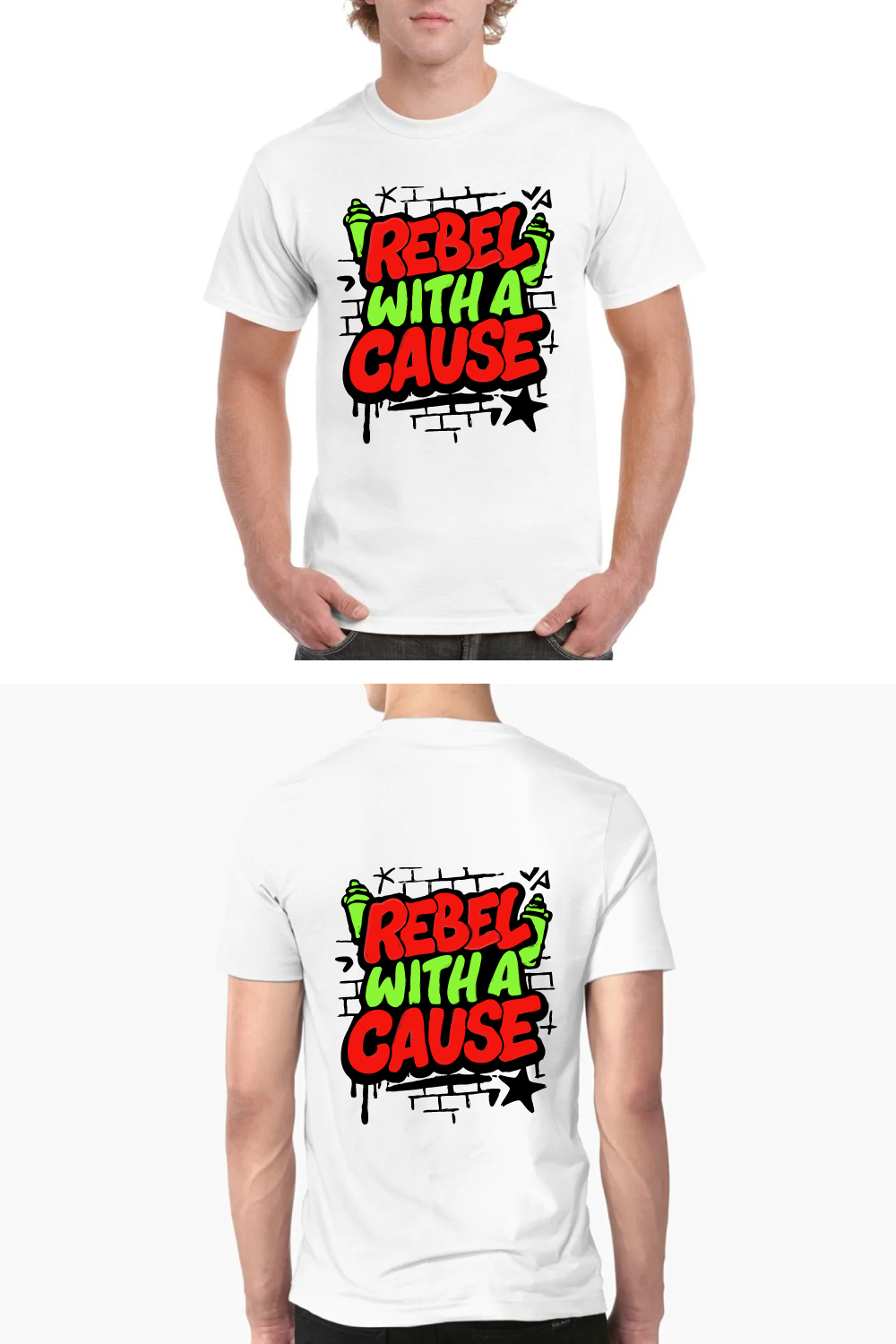 Rebel With A Cause Street Art Graffiti T-Shirt pinterest preview image.