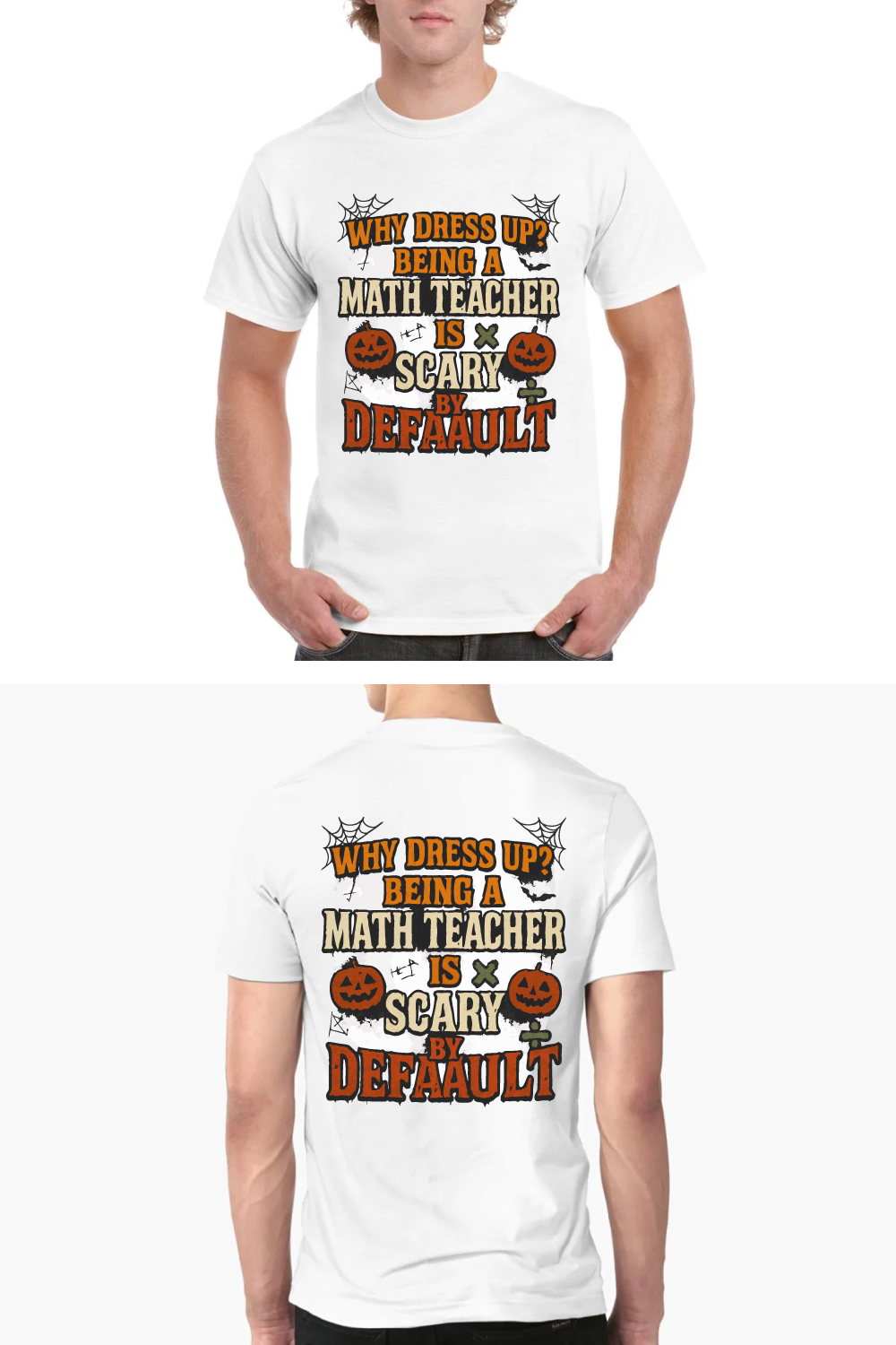 Math Teacher Halloween Scary By Default Funny Tee pinterest preview image.
