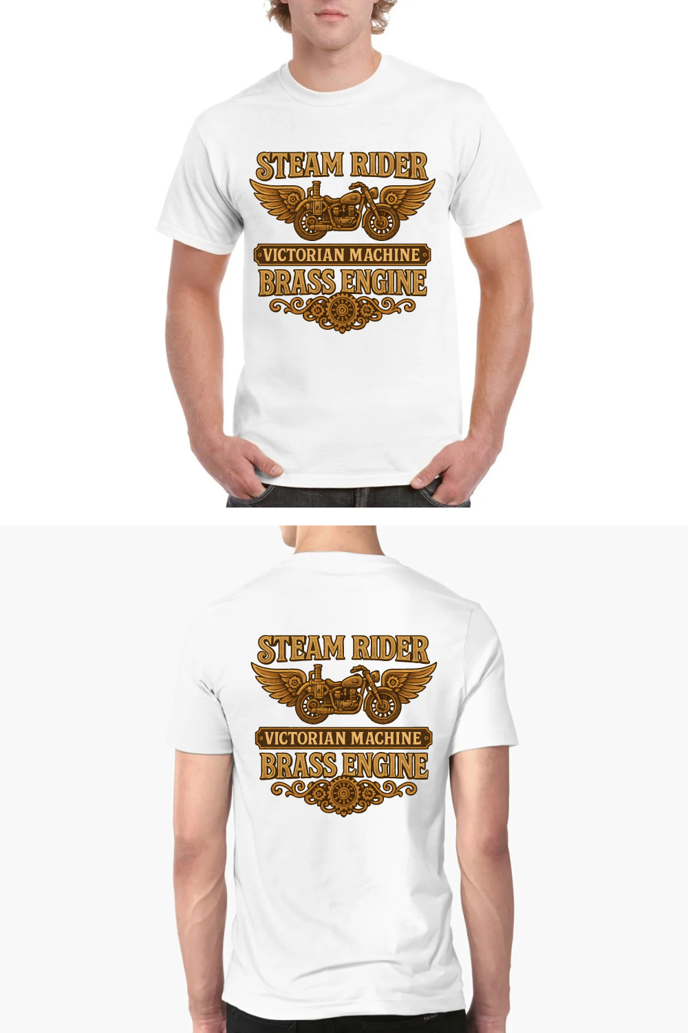 Steam Rider Victorian Machine Brass Engine Tee pinterest preview image.