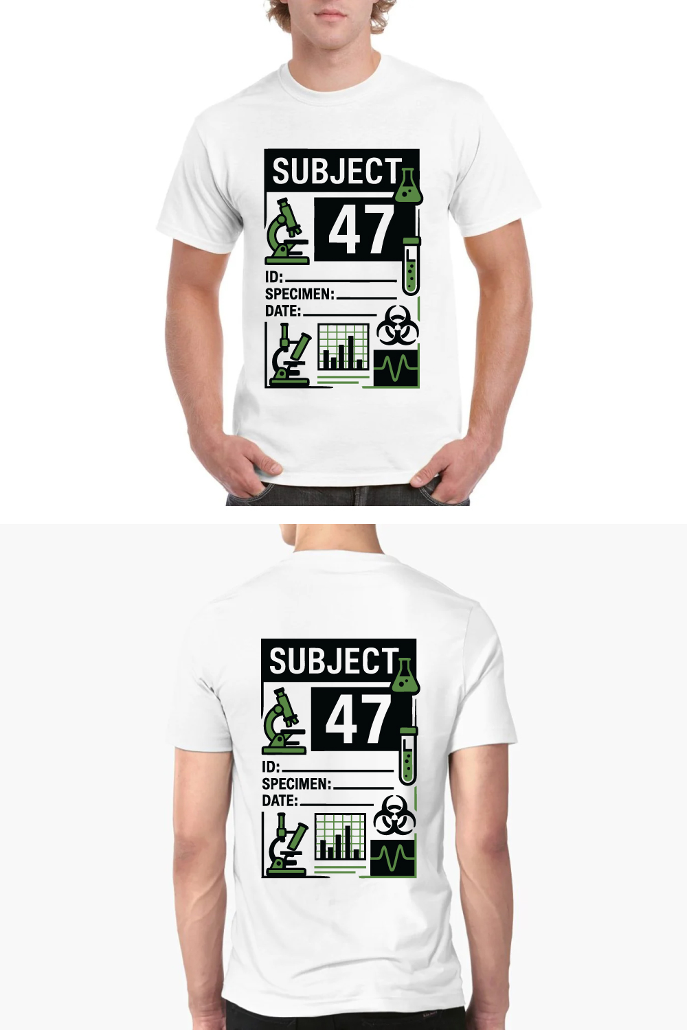 Subject 47 Lab Tee - Science Experiment Design pinterest preview image.