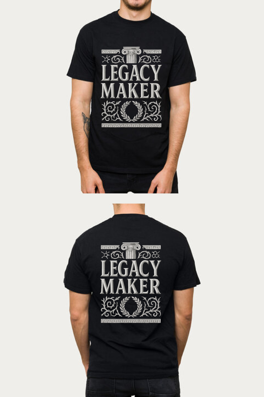 Legacy Maker Greek Column Laurel Wreath Tee Shirt pinterest preview image.