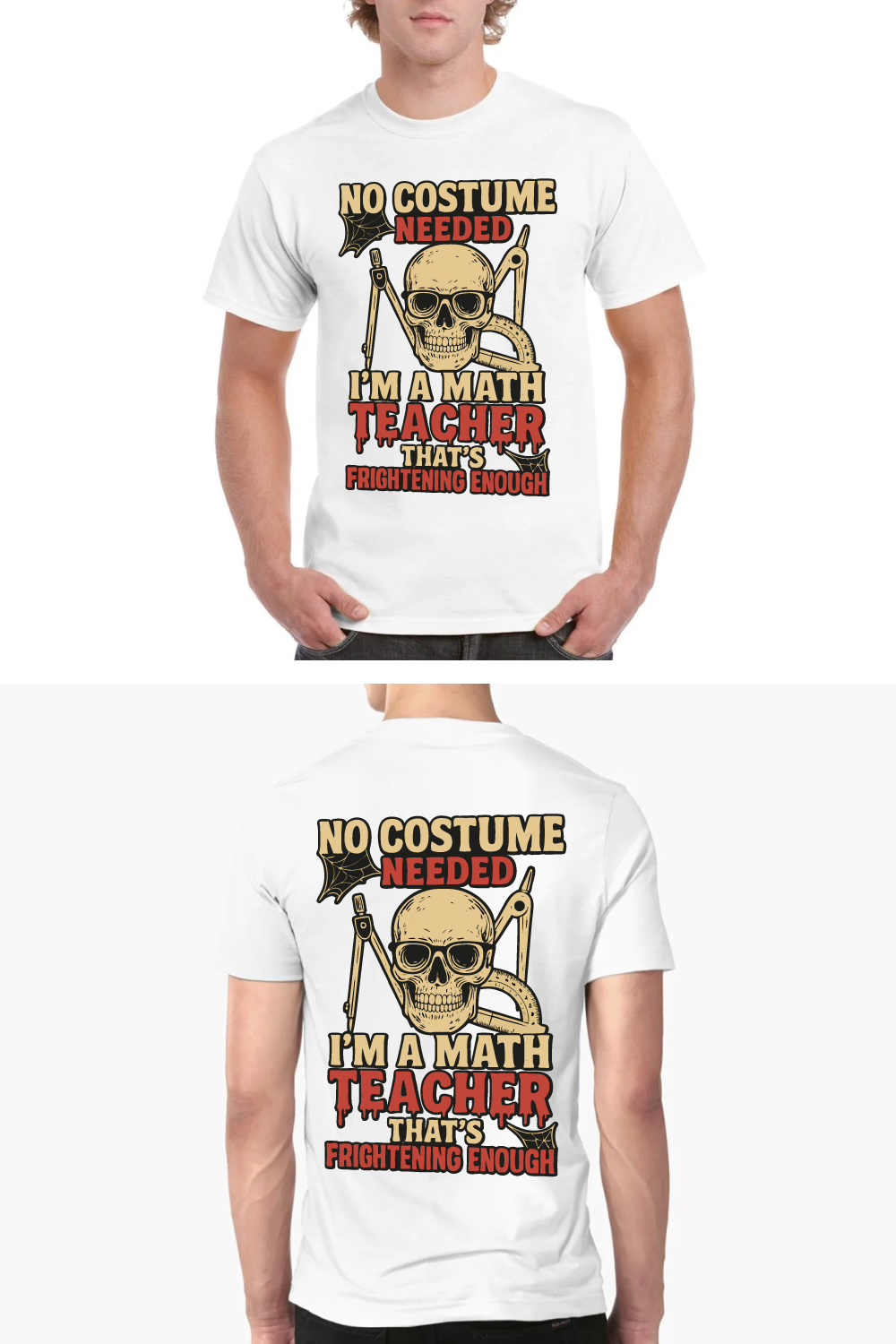 No Costume Needed Math Teacher Frightening Skull Tee pinterest preview image.