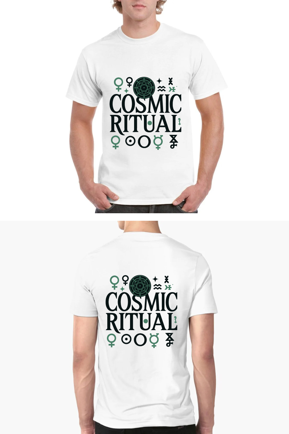 Cosmic Ritual Astrology T-Shirt Mystical Symbol Tee pinterest preview image.